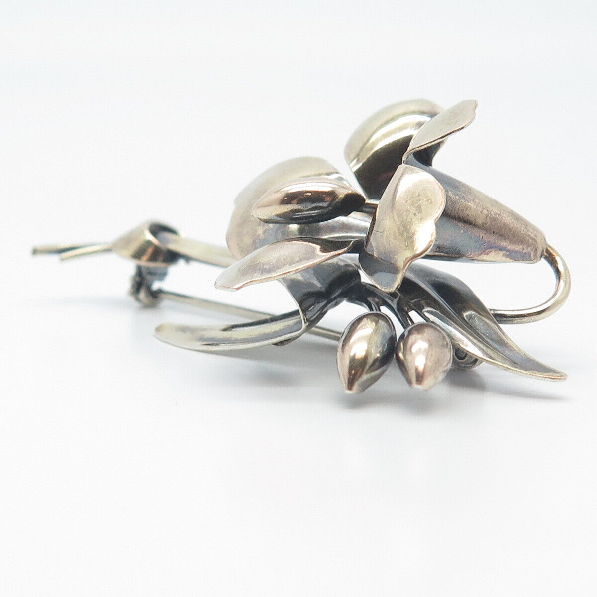 1/20 12K Gold Filled & Silver Vintage Carl Art Floral Pin Brooch