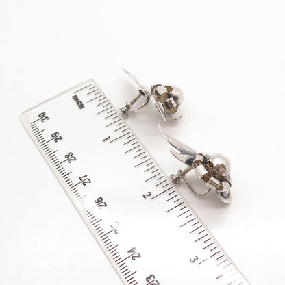 925 Sterling Silver Vintage Floral Screw Back Earrings