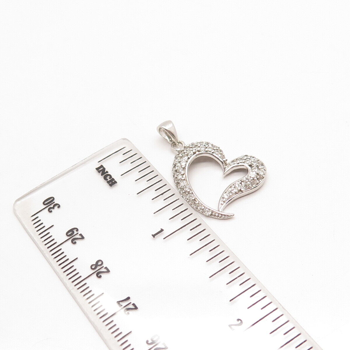 925 Sterling Silver C Z Open Heart Pendant