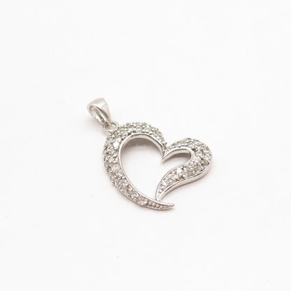 925 Sterling Silver C Z Open Heart Pendant