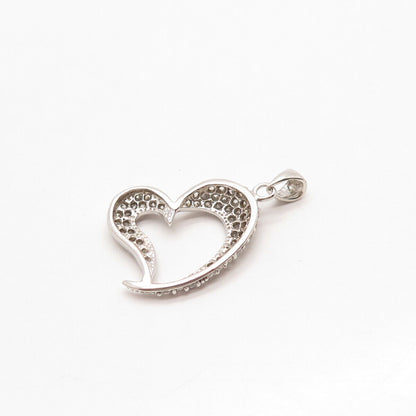 925 Sterling Silver C Z Open Heart Pendant