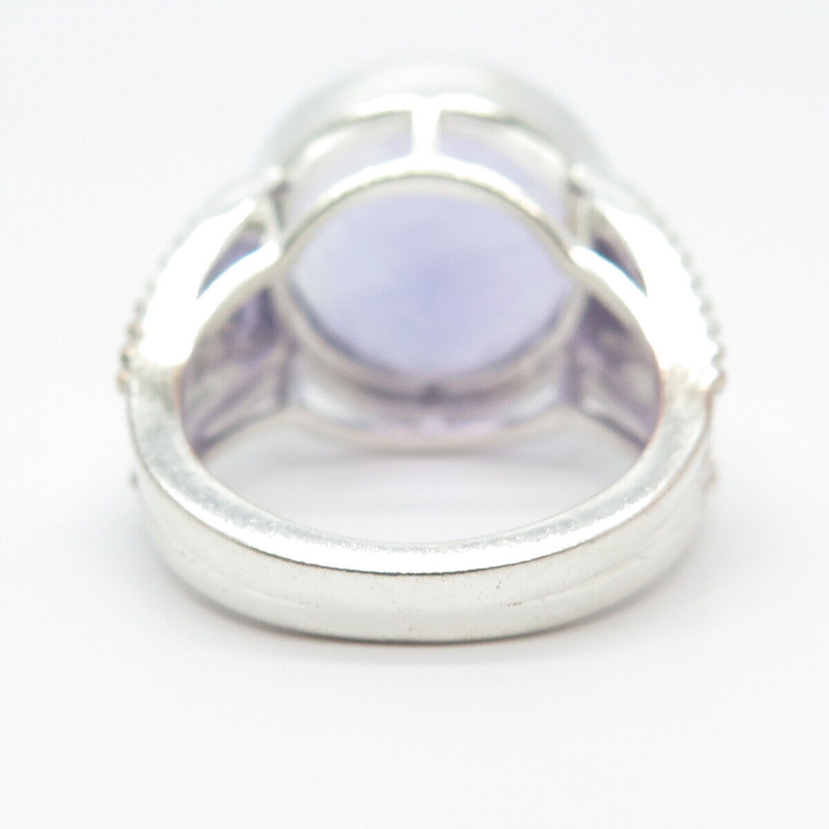 925 Sterling Silver Vintage Real Amethyst Gem Round Ring Size 7.75