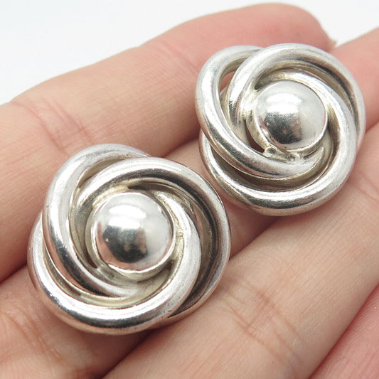 925 Sterling Silver Vintage Modernist Knot Earrings