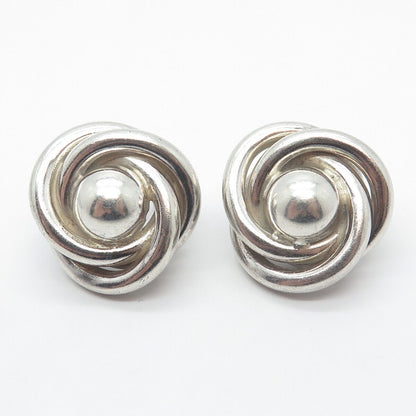 925 Sterling Silver Vintage Modernist Knot Earrings