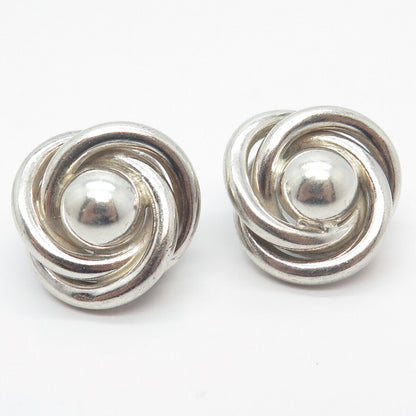 925 Sterling Silver Vintage Modernist Knot Earrings