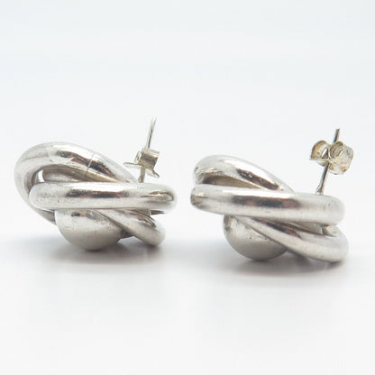 925 Sterling Silver Vintage Modernist Knot Earrings