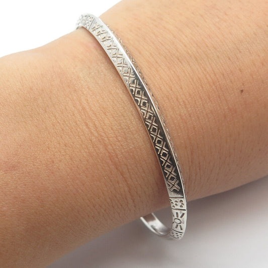 925 Sterling Silver Vintage Ornate Sun Tribal Adjustable Bracelet 6.5"