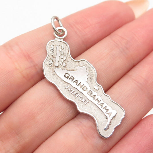 925 Sterling Silver Vintage "Grand Bahama" Island Charm Pendant