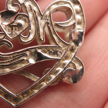 925 Sterling Silver Vintage "Mom" Love Heart Pendant