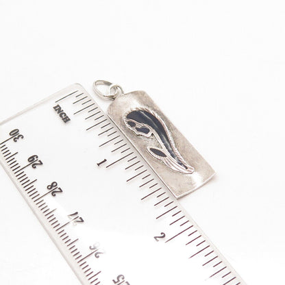 800 Silver Vintage Black Enamel Modernist Pendant