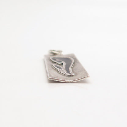 800 Silver Vintage Black Enamel Modernist Pendant