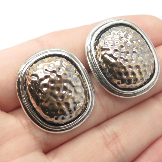 925 Sterling Silver Vintage Italy Hammered Finish Earrings