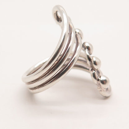 925 Sterling Silver Vintage Beaded Statement Ring Size 6.25