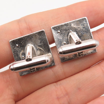 925 Sterling Silver Vintage Anson Etched Square Cufflinks