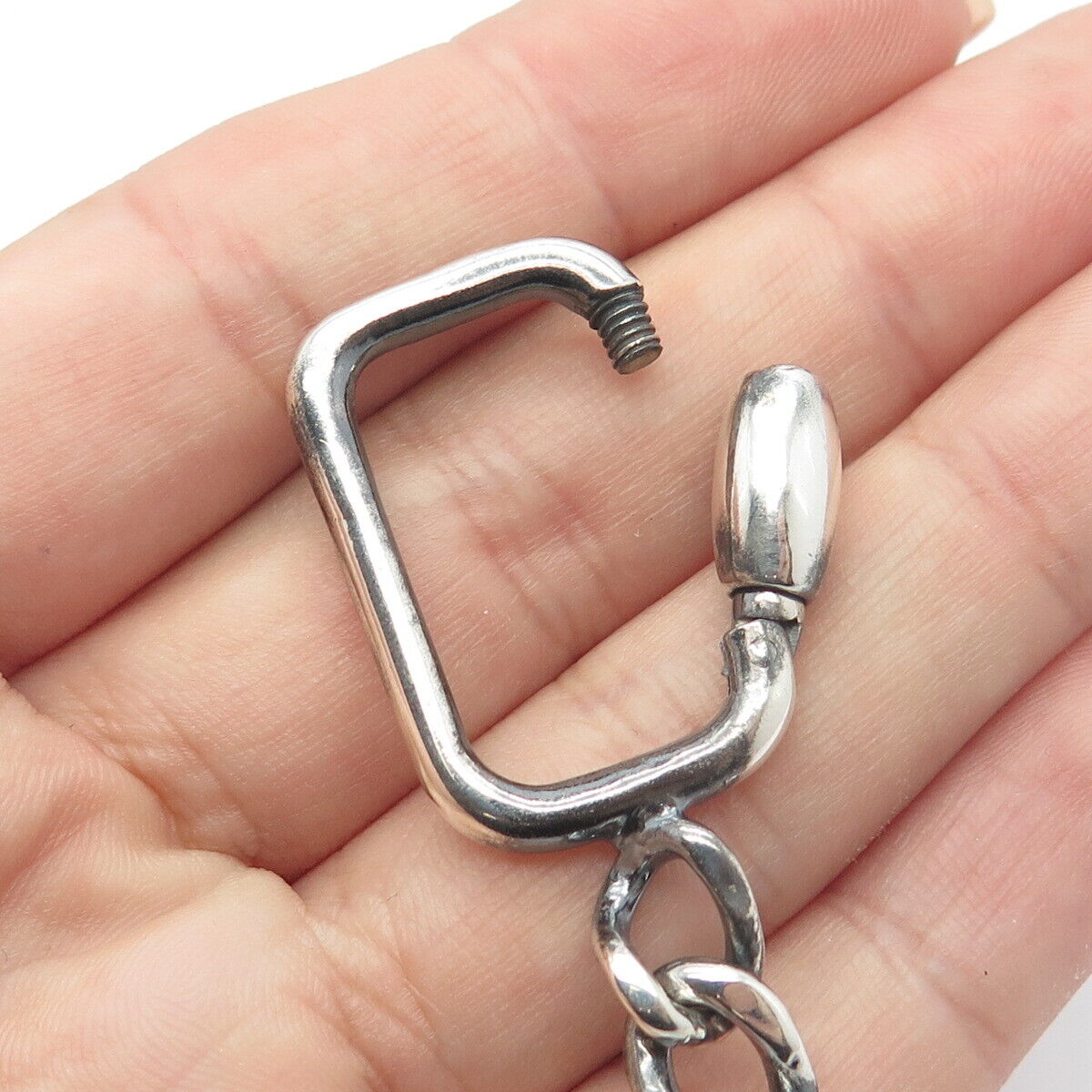 925 Sterling Silver Vintage Mexico Cuban Chain Key Ring