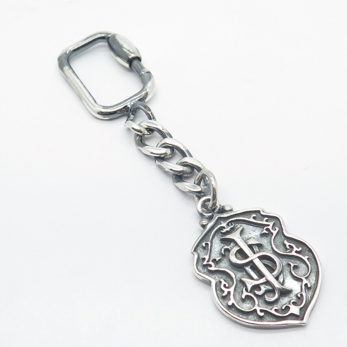 925 Sterling Silver Vintage Mexico Cuban Chain Key Ring