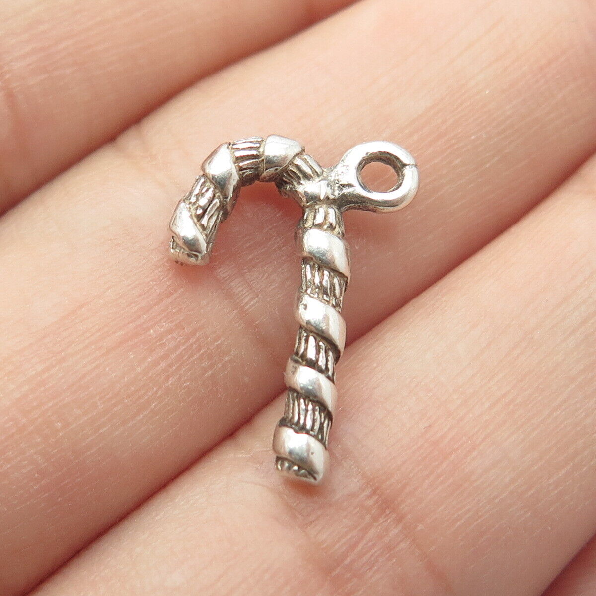 925 Sterling Silver Vintage Candy Cane Pendant