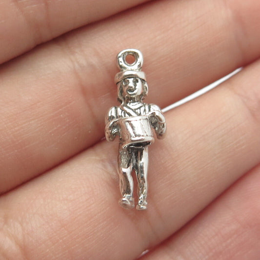 925 Sterling Silver Vintage Sun West Musician Drummer Charm Pendant