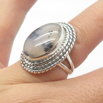 925 Sterling Silver Vintage Shube Real Agate Gemstone Ring Size 6.5