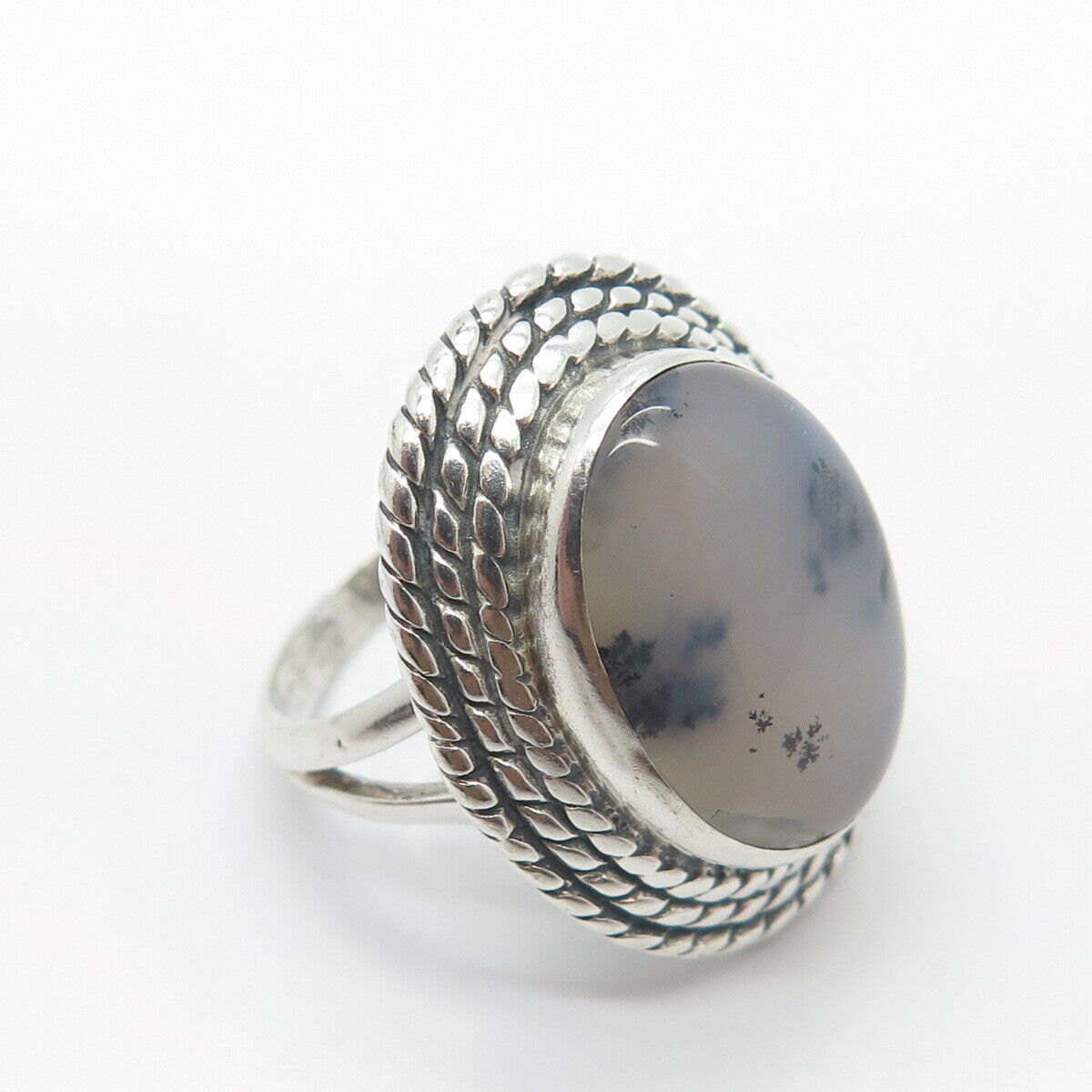 925 Sterling Silver Vintage Shube Real Agate Gemstone Ring Size 6.5