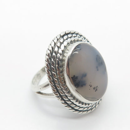 925 Sterling Silver Vintage Shube Real Agate Gemstone Ring Size 6.5