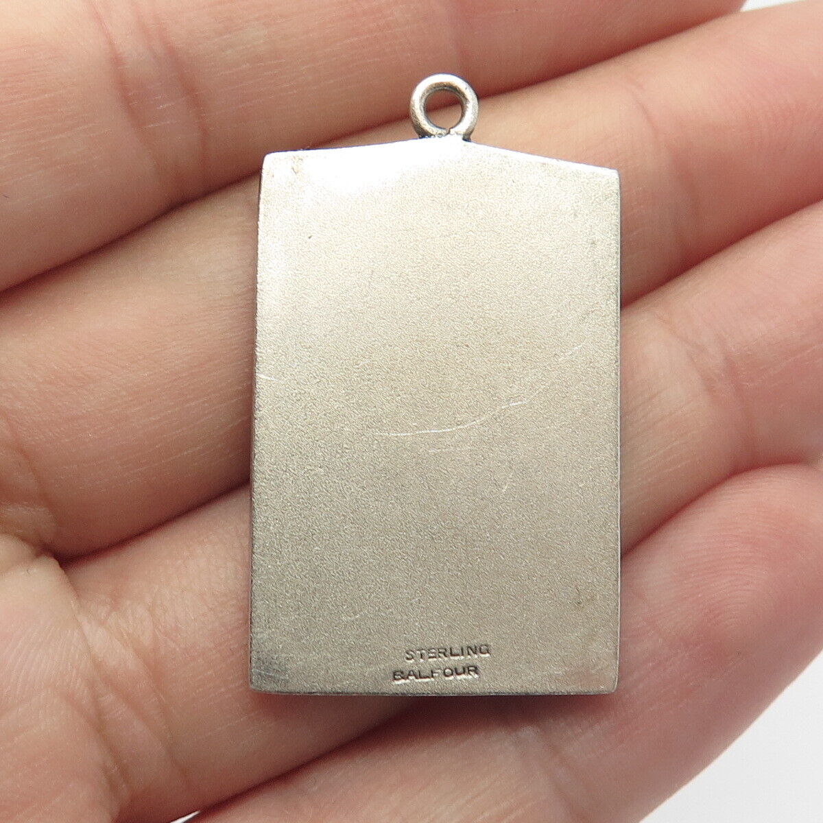 925 Sterling Silver Vintage Balfour Golf Player Rectangle Pendant