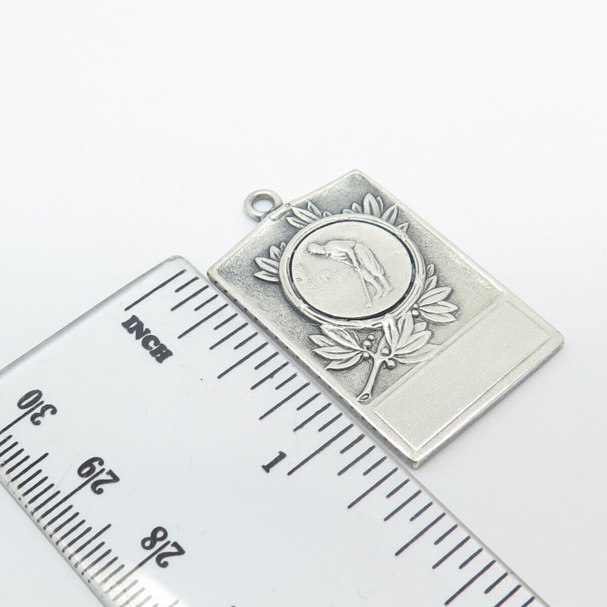 925 Sterling Silver Vintage Balfour Golf Player Rectangle Pendant