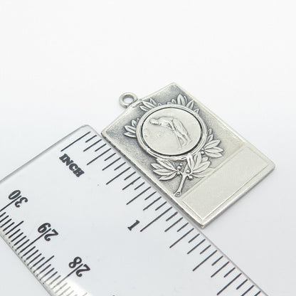 925 Sterling Silver Vintage Balfour Golf Player Rectangle Pendant