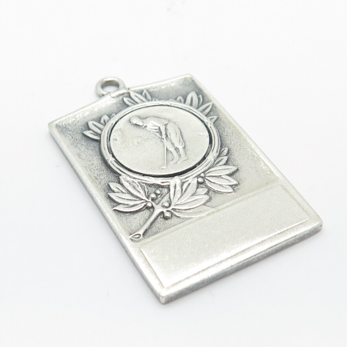 925 Sterling Silver Vintage Balfour Golf Player Rectangle Pendant