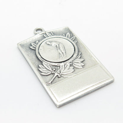 925 Sterling Silver Vintage Balfour Golf Player Rectangle Pendant