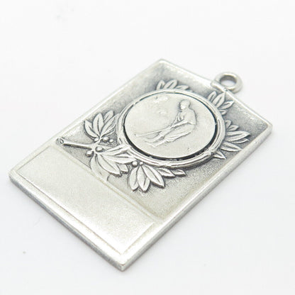 925 Sterling Silver Vintage Balfour Golf Player Rectangle Pendant