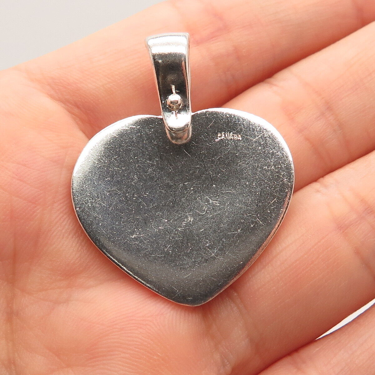 925 Sterling Silver Vintage Canada Heart Pendant