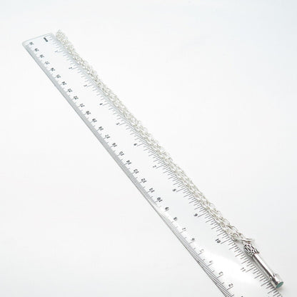 925 Sterling Silver Vintage Real Turquoise Gemstone Rolo Chain Necklace 20"