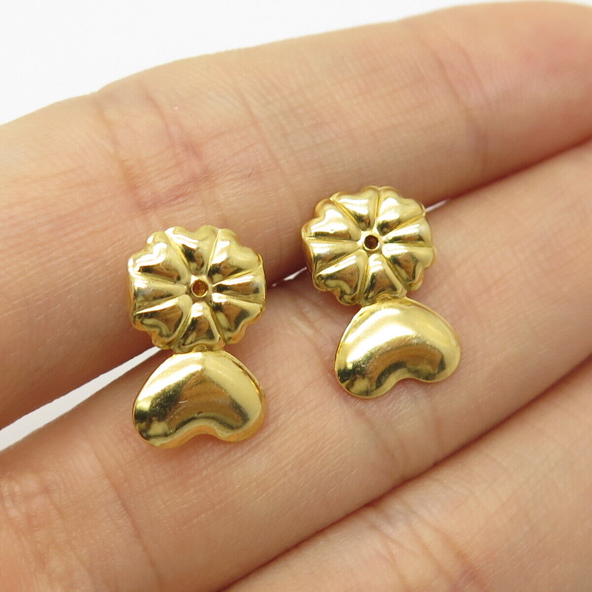 925 Sterling Silver Yellow Gold Plated Heart Butterfly Push Backs for Earrings