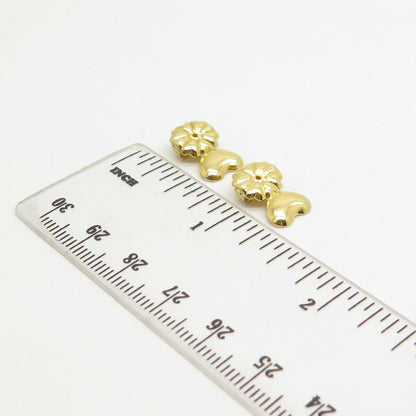 925 Sterling Silver Yellow Gold Plated Heart Butterfly Push Backs for Earrings