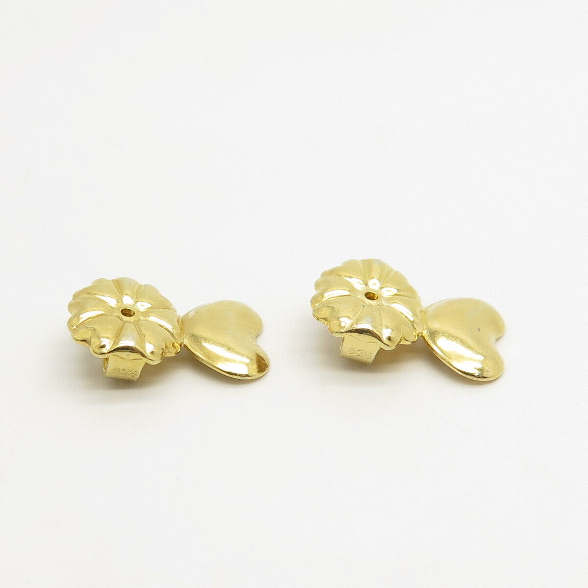 925 Sterling Silver Yellow Gold Plated Heart Butterfly Push Backs for Earrings