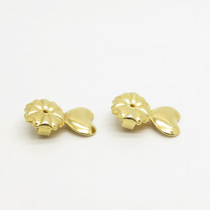 925 Sterling Silver Yellow Gold Plated Heart Butterfly Push Backs for Earrings