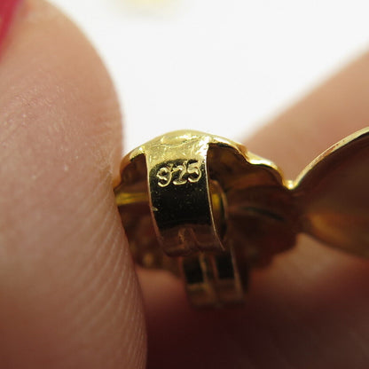 925 Sterling Silver Yellow Gold Plated Heart Butterfly Push Backs for Earrings