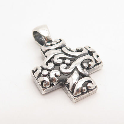 925 Sterling Silver Vintage Swirl Ornate Cross Pendant