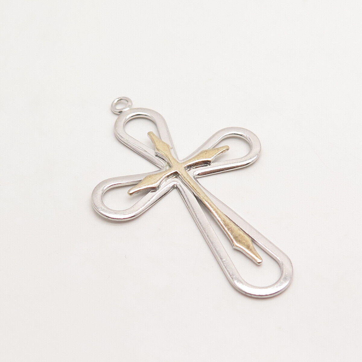 925 Sterling Silver 2-Tone Vintage Cross Pendant