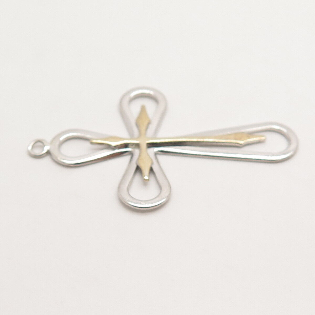 925 Sterling Silver 2-Tone Vintage Cross Pendant