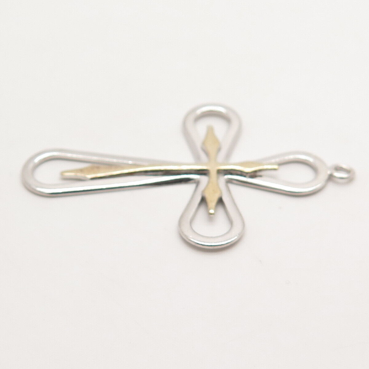 925 Sterling Silver 2-Tone Vintage Cross Pendant