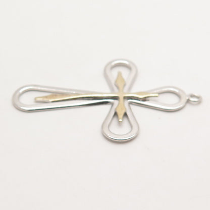 925 Sterling Silver 2-Tone Vintage Cross Pendant