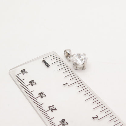 925 Sterling Silver Princess-Cut C Z Pendant