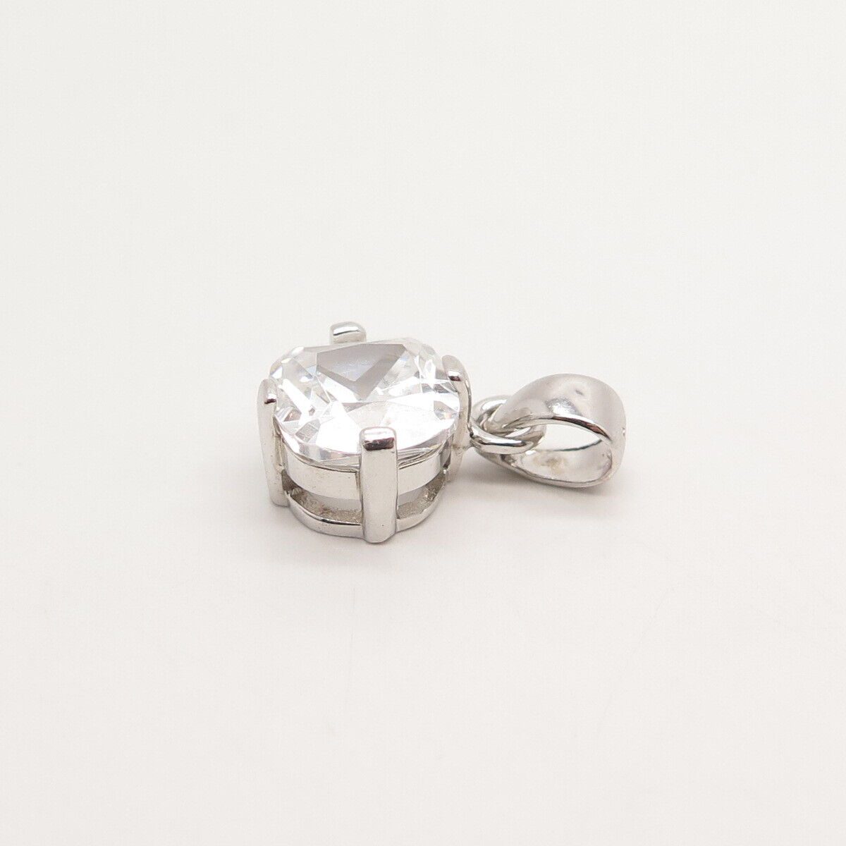 925 Sterling Silver Princess-Cut C Z Pendant