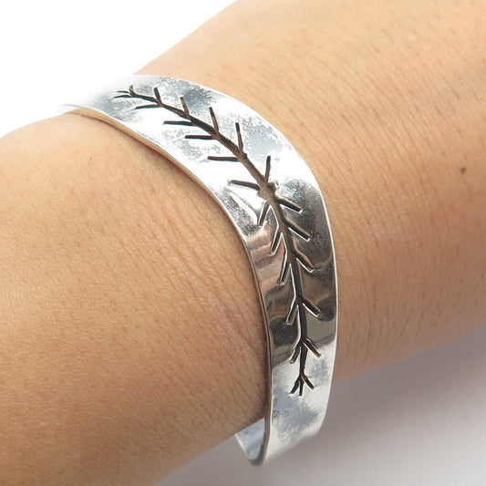 925 Sterling Silver Vintage Mexico Cutout Adjustable Cuff Bracelet 7"