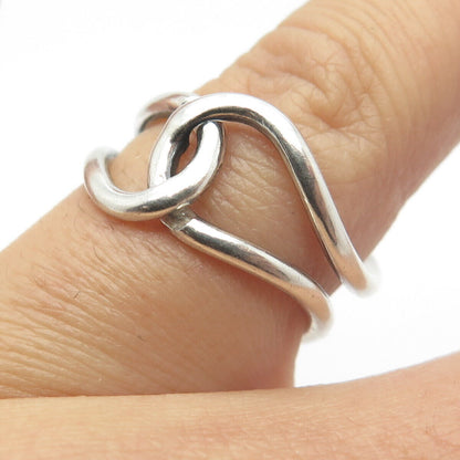 925 Sterling Silver Vintage Modernist Ring Size 7