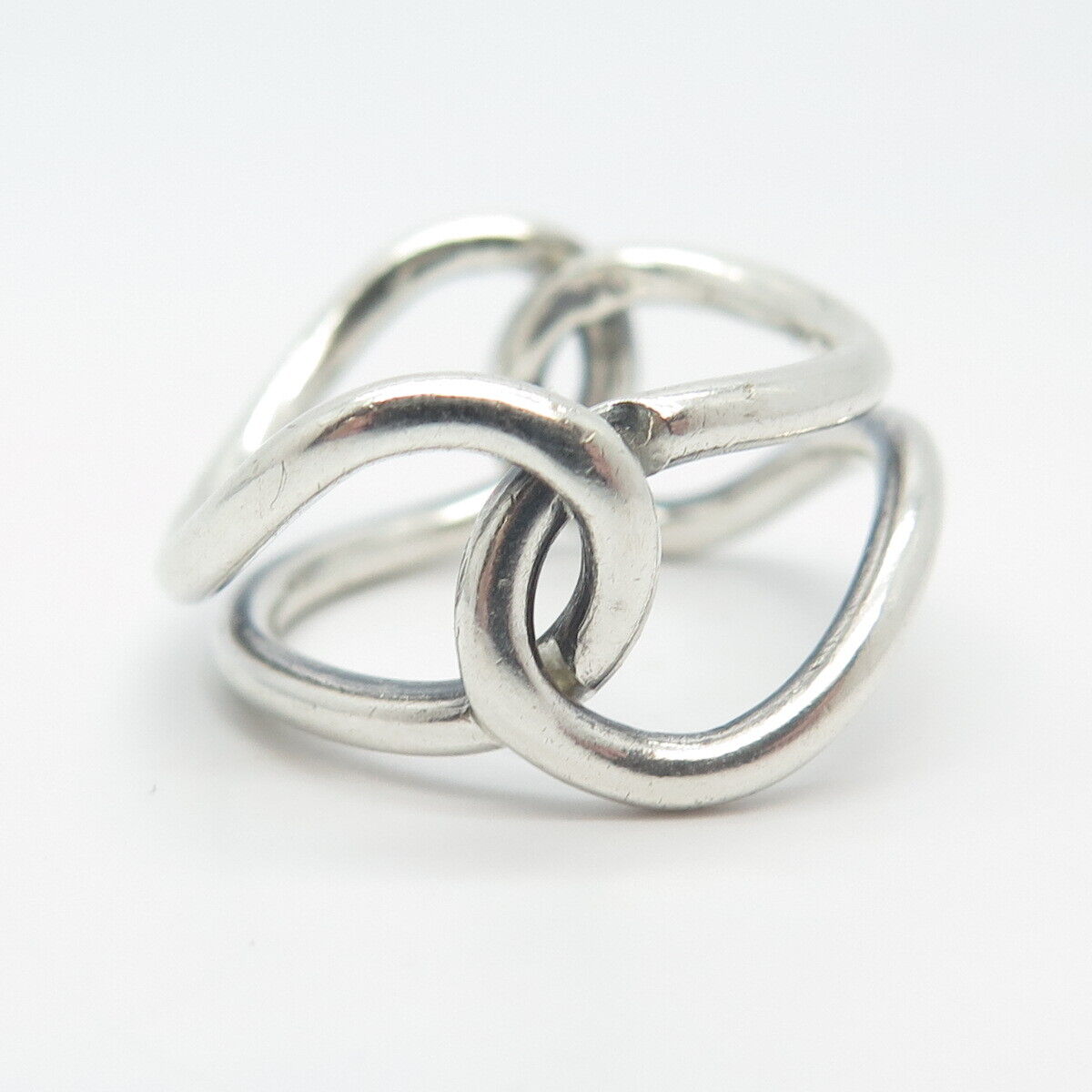 925 Sterling Silver Vintage Modernist Ring Size 7