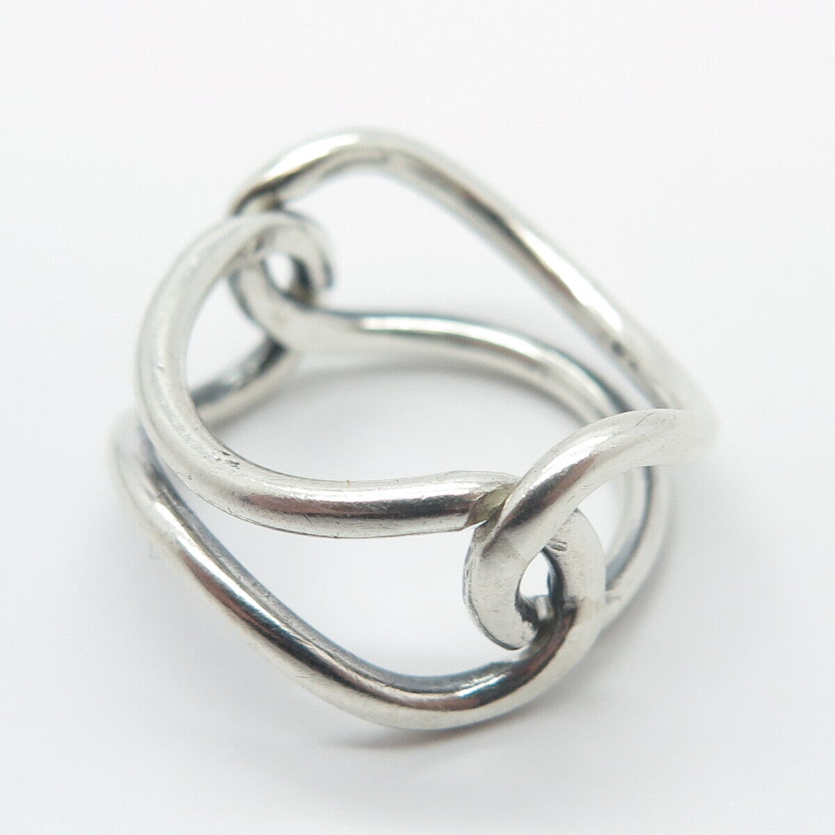 925 Sterling Silver Vintage Modernist Ring Size 7