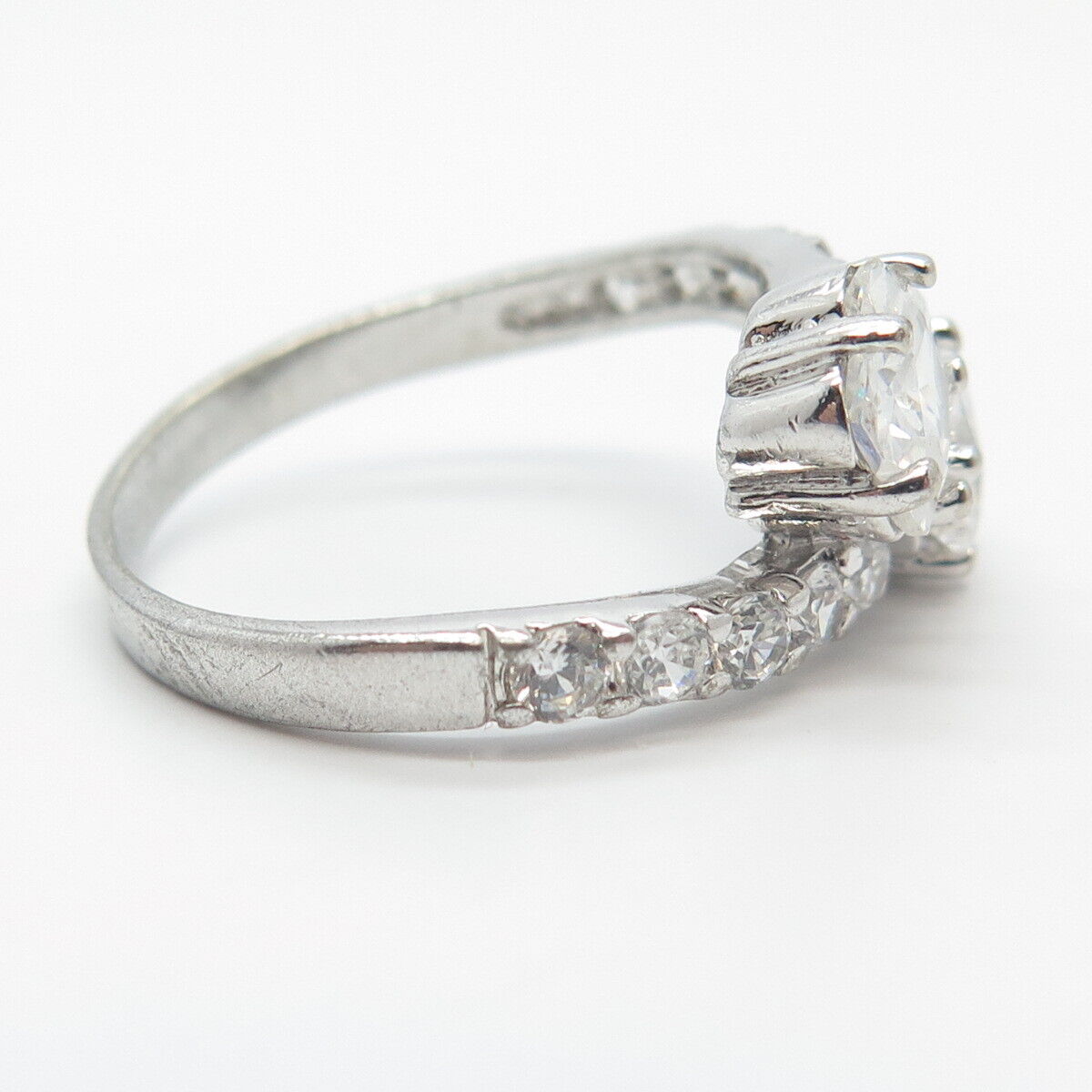 925 Sterling Silver Pave C Z Ring Size 9